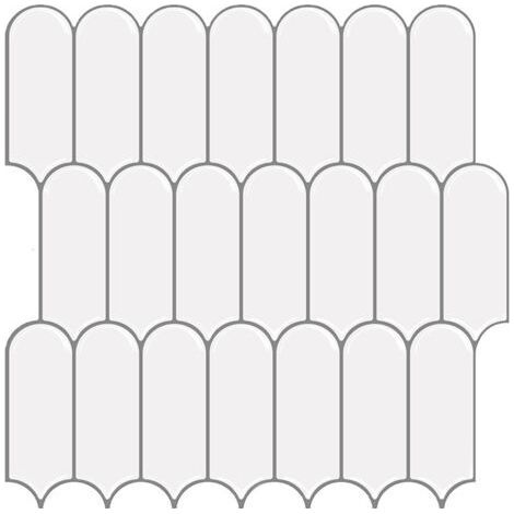 3D wall sticker, white, 30.530.5 cm, one sheet, self-adhesive, thick, decorative imitation ceramic tile sticker for kitchen and bathroom. (1/5)