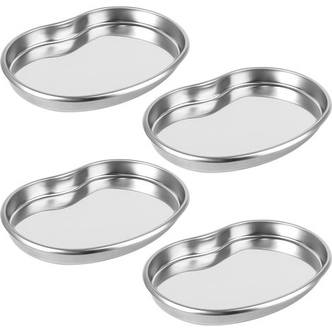 Petit plateau d'instruments en métal de laboratoire en acier inoxydable 4 pièces