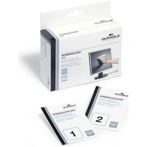Durable Screenclean Duo toallitas limpiadoras para pantalla 10 uds