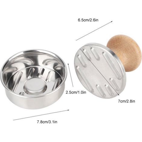 Moule à hamburger - Inox - Diamètre 8 cm - Presse manuelle - Accessoire de cuisine - Hygiène optimale (1/5)