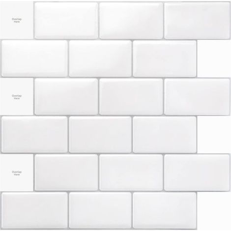 Dosseret de cuisine 3d, 10 feuilles, 30 x 30 cm, carrelage autocollant, blanc brillant-DOU