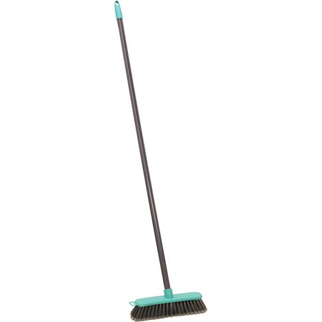 Lightweight Indoor Angled Soft Bristle Sweeping Brush Broom, Grey/Turquoise