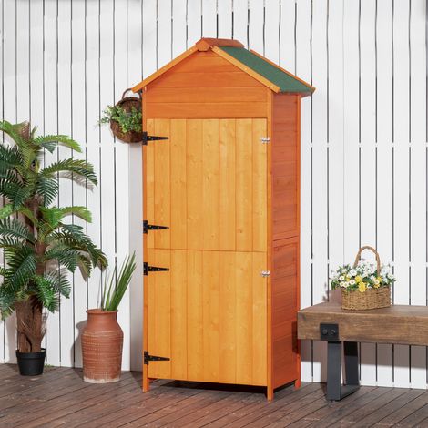 Gartenhaus aus Holz mit 2 Türen, Geräteschrank mit 3 Regalböden, 84 x 52 x 188 cm