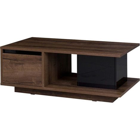 Table basse Fivelbo 103, Chêne du Monastery + Noir brillant, 46x65x120cm, Diamètre: 0, Stratifié, Angulaire