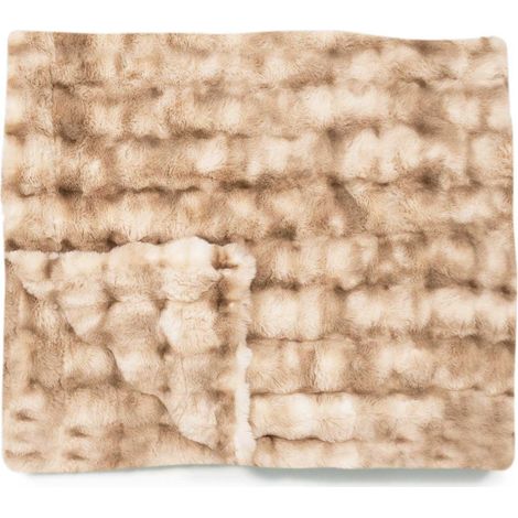 Plaid double face en peluche effet fourrure de lapin, dégradé café au lait, 100 x 150 cm, env. 2 kg (1/5)
