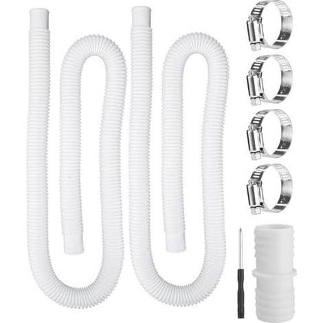 2Pcs Tuyau Piscine 32mm, 150cm Tuyau de Rechange avec 4 clips de fixation et 1 raccord, pour Piscine et Pompe de Filtration (1/5)