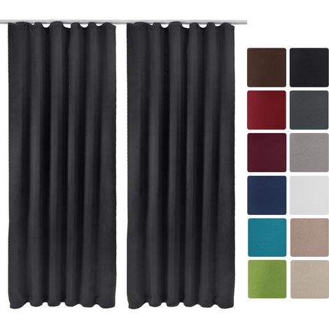 Beautissu – Lot de 2 rideaux occultants opaques 140x245cm – Tissu 210g/m² – Obscurcissant et opaque – Suspension à ruban universel (1/5)