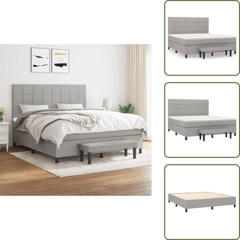 Boxspringbett mit Matratze Hellgrau 160x200 cm Stoff - Boxspringbett - Doppelbett - Bettenrahmen - Schlafsofa - Wohnraumgestaltung (1/5)