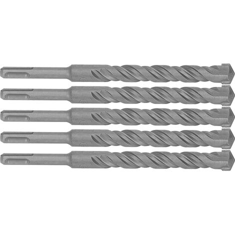 Foret burin 5 pièces béton maçonnerie 210mm 18mm carbure, foret rotatif marteau 2 goujures spirale (1/5)
