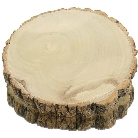 GASPER Baumscheibe mit Rinde Natur Ø ca. 33 cm - Paulownia Holz (1/4)