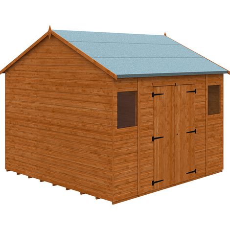 10 x 10 Feet Workman Apex 12mm Shed - Solid Wood/Softwood/Pine - L295 x W295 x H268.5 cm - Burnt Orange