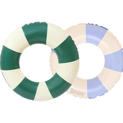 Bague de natation flottante, bouée rayée rétro en PVC pour piscine et plage. (1/5)