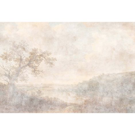 Papier peint panoramique beige et marron pour chambre d'adulte Tapisserie panoramique romantique forêt Papier peint panoramique nature pour bureau (1/2)