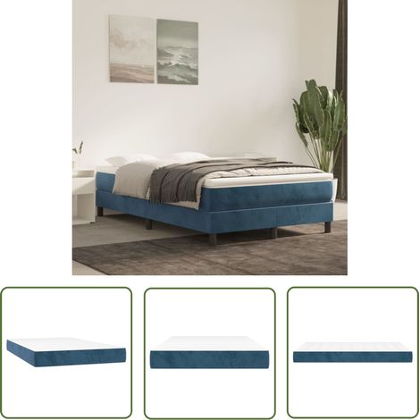 The Living Store Matelas de lit à ressorts ensachés Bleu foncé 120x200x20 cm - Matelas À Ressorts Ensachés - Matelas Velours - Matelas Double - Matelas Confort - Literie (1/5)