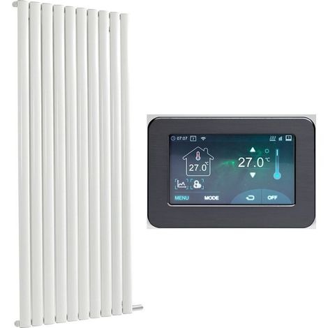 Hudson Reed Vitality Ardus - Radiateur Électrique à Inertie Sèche avec Thermostat Wi-Fi Tactile - Blanc - 178cm x 59cm (1/5)