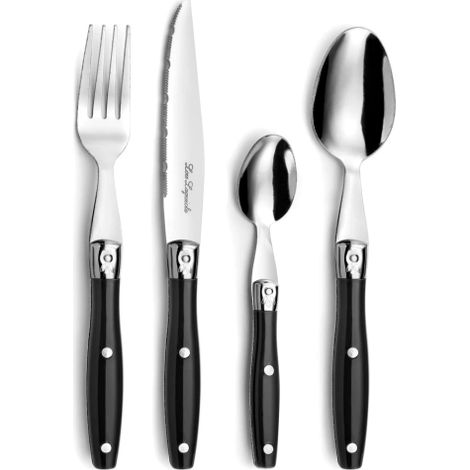 Set 24 Posate Linea Comptoir Color Nero Lou Laguiole In Acciaio Inox (1/5)