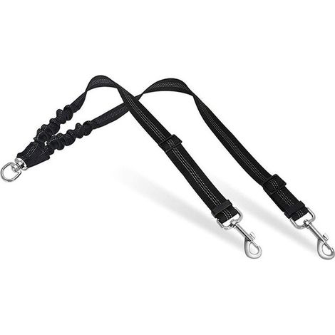Laisse double pour deux chiens, longueur réglable, pour des promenades sans nœuds. (1/4)
