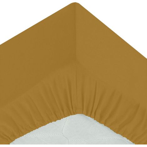 Drap Housse 1 Personne "Percale" 90x190cm Mordoré (1/2)