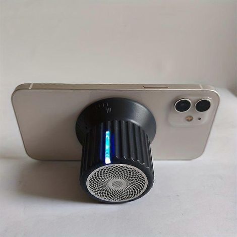 (Gris foncé) Haut-parleur magnétique portable pour téléphone, mini haut-parleur sans fil à pince avec ultra-basse fréquence, pour appareils MagSafe, idéal pour la douche. (1/5)