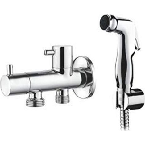 Ibergrif - Douche WC Set avec Flexible, Support, Douchette, Chromé (1/5)