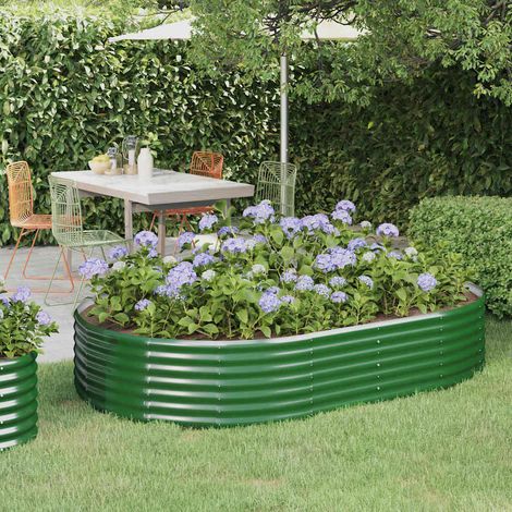 Lit surélevé de jardin-Jardinière surélevée-Bac de jardin surélevé Acier galvanisé 214x140x36cm Vert (1/5)