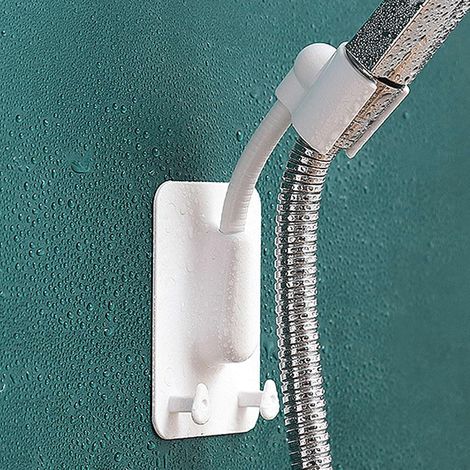 Support de pommeau de douche Pssopp, fixation sans perçage, adhésif étanche, robuste, angle réglable, pour murs de salle de bain et surfaces lisses. La plupart des supports portables sont compatibles. (1/5)
