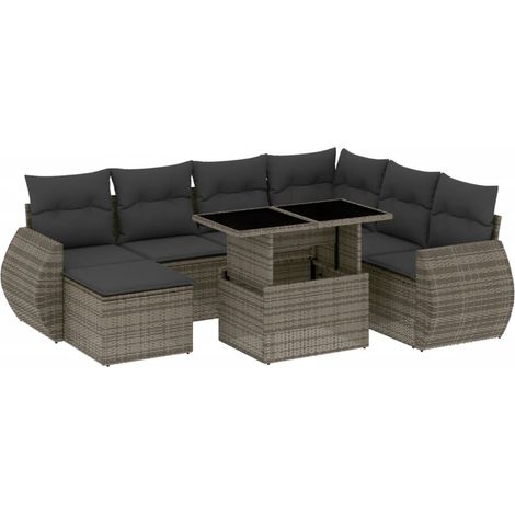 Maison Exclusive - 8-tlg. Garten-Sofagarnitur mit Kissen Grau Pol (1/5)