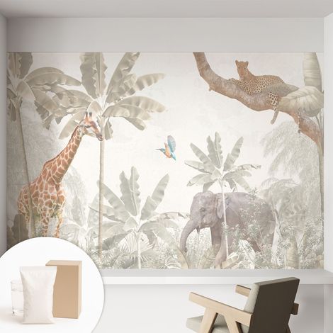 Carta Da Parati Con Design Moderno - Per Rinnovamento Rapido - Non-Woven - Per Interni Moderni oasi tropicale 152x104 cm (1/5)