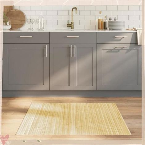 376771 Tapis rectangulaire naturel clair 80x100 cm bambou (1/5)