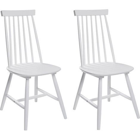 Lot 2 Chaises Blanches en Bois Naturel Design Classique Idéales pour Cuisine ou Salle à Manger au Style Scandinave ou Traditionnel Beliani (1/5)