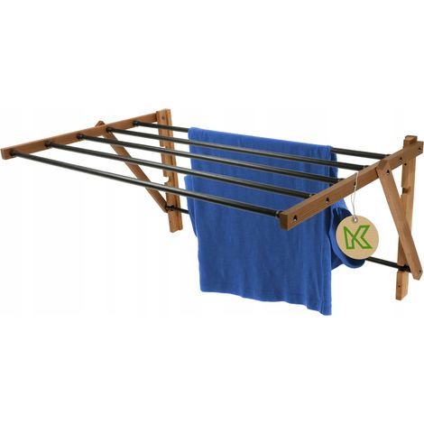 Kadax – Séchoir à linge pliable sur pied extensible – Surface de séchage 7,24 m² – Matériaux bois et acier – Dimensions 53 x 85 cm
