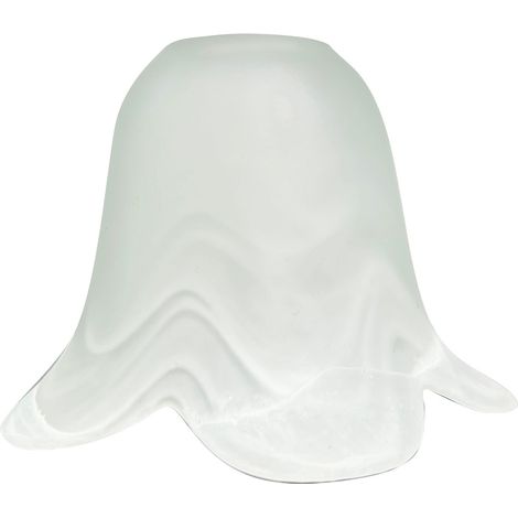 Tibelec – Abat-jour verre satin marbré blanc tulipe 120 mm – Diffusion douce de lumière – Installation simple sur lustres et appliques