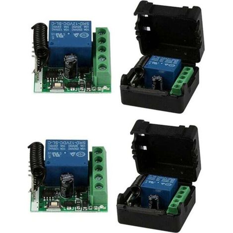 Relais Télécommande Sans Fil - 1 Canal 433 MHz - 12 V DC - Pour Volets Roulants Portes Garage - Lot de 2 (1/4)