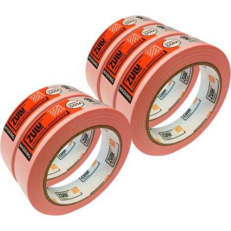 Zulu Precision Sensitive Indoor Pink Painters Masking Tape - 25mm x 50m (14 days), 5 Pack (1/2)