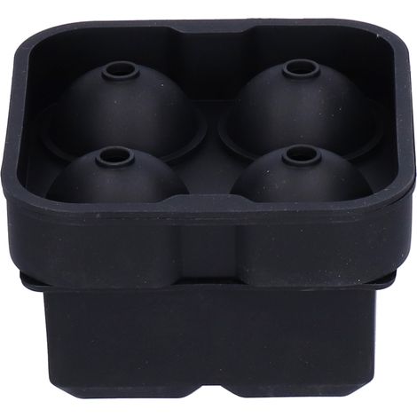 2-teilige Eiswürfelform, 4 Mulden, wiederverwendbares elastisches Silikon, schwarze DIY-Form, leicht zu entformen, BPA-frei (1/5)