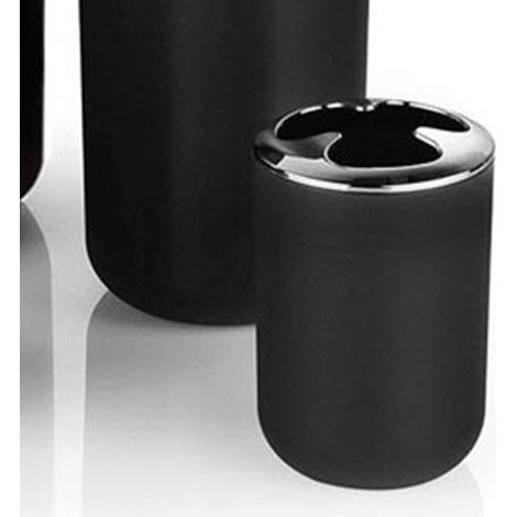 Ensemble poubelle, porte-brosse à dents, brosse WC, porte-savon, distributeur de lotion, noir, accessoires de salle de bain d'hôtel (1/5)