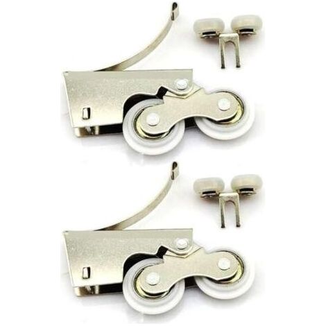 Poulie Silencieuse Acier Inoxydable 2 Roulettes pour Porte Coulissante en Alliage de Titane, Pratique et Durable (1/4)