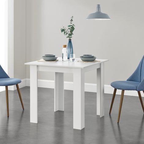Tavolo da Pranzo con Piano Quadrato e Gambe a Forma di L 80 x 80 x 76cm Tavolo da Cucina in Design Moderno - Bianco (1/5)
