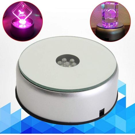 Base d'écran LED 7 lumières changeantes de couleur Plateau tournant électrique pour la décoration en verre Verre photo 3D Décoration de la maison (1/5)