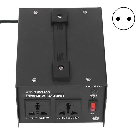 Transformateur élévateur/abaisseur 500W, convertisseur de tension lourd, sortie réglable 110V/220V, entrée 110V-120V/220V-240V, prise européenne (1/5)