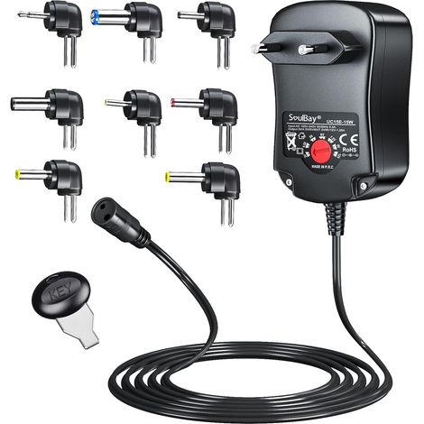 Adaptateur Secteur Universel 3V 4.5V 5V 6V 7.5V 9V 1500mA 12V 1250mA 15W DC Alimentation pour routeur de Haut-Parleur de Clavier de caméra IP de sécurité CCTV de l'électronique Domestique (1/5)