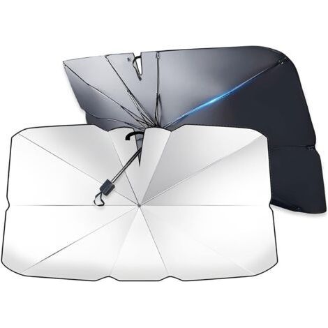 Pare-soleil avant pour voiture 2025 140 x 80 cm, pare-soleil portable pour voiture - Revêtement en titane - Protection UV, protection thermique, facile à installer, convient aux voitures, SUV et camio (1/5)