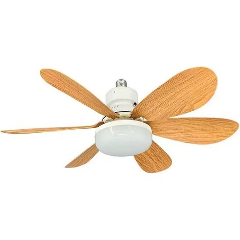 Plafonnier Ventilateur LED RGB Silencieux 52cm avec Télécommande, Luminaire Design Bois pour Salon Chambre -Alovez-WCY