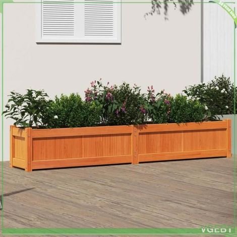 Jardinière en bois - FAFEICY - 837498 - pin massif - cire marron - 180x31x31 cm (1/5)