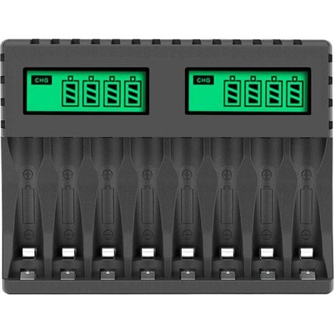 Chargeur Rapide 8 Fentes USB pour Piles AA et AAA Rechargeables (1/4)