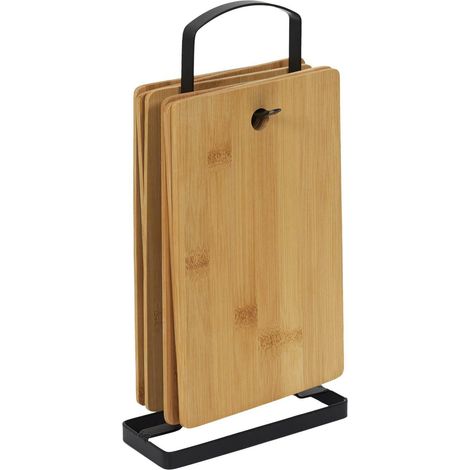 Ensemble de 6 planches à découper en bambou sur support (1/5)