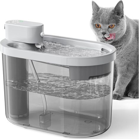 royaluxe -Fontaine à eau pour chat alimentée par batterie sans fil et rechargeable, fontaine à eau sans fil ultra silencieuse pour animaux de compagnie avec capt de mouvement, fontaine à eau automatiq (1/5)