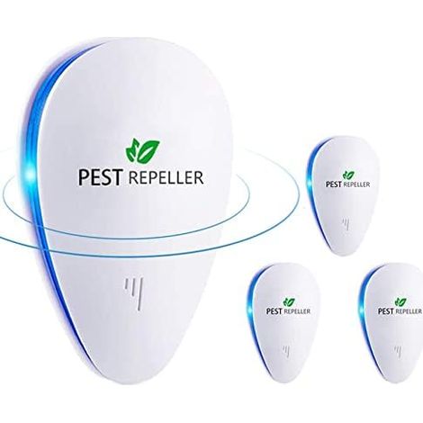 Ultrason Anti Moustique, 4 Pack Répulsif Anti-Rongeurs Insectes, Ultrasonique Contre Les Nuisibles & Moustique Insectes,Fourmis,Rats - 100% Inoffensif