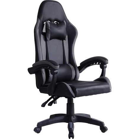 Gaming Chair Ergonomic Racing Office Chair Height Adjustable Mid-Back Computer Desk Chair with Headrest Armrest and Lumbar Support for Office and Home, Grey (1/5)