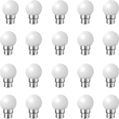 Lampadine LED B22 (equivalenti a 20W) - Confezione da 20, forma festone, sferiche, a risparmio energetico, formato mini, luce bianca fredda. - AquaForge (1/5)